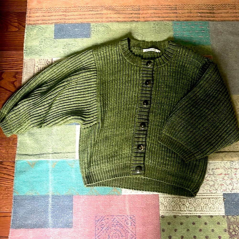 NWOT Misha & Puff Wool Fisherman's Cardigan in Lichen